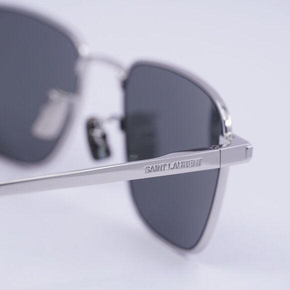 Saint Laurent SL529 002 Sunglasses Silver Square Frame, Grey Lenses main image 7